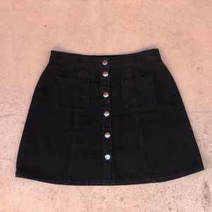 S BDG - Denim Button-Front Skirt - Black Denim